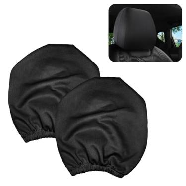 Imagem de KUQUTIDY 2 peças de capas de encosto de cabeça para carros, capa de encosto de cabeça de carro de malha elástica, protetor de encosto de cabeça removível antisujeira para assento de carro, acessórios