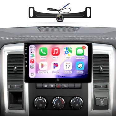 Imagem de Kit de substituição de rádio estéreo com tela sensível ao toque de 10 polegadas (4G + 64G) para Dodge Ram 1500 2500 3500 (2009-2012) com navegação sem fio CarPlay Android Auto 5G WiFi BT GPS