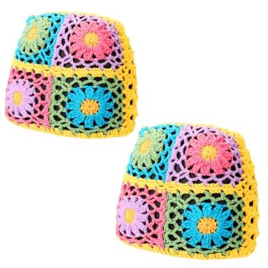 Imagem de CSWCS Capa de encosto de cabeça para assento de crochê, protetor de encosto de cabeça de carro, acessórios de carro de girassol fofos para mulheres, capa de assento universal boho decoração de carro