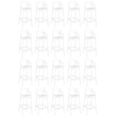 Imagem de Kit 20 Banquetas Allegra Com Encosto Design Cozinha/bancada - Branco