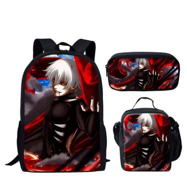Imagem de Conjunto de mochilas Tokyos Ghouls Anime, 3 peças para mochila escolar infantil