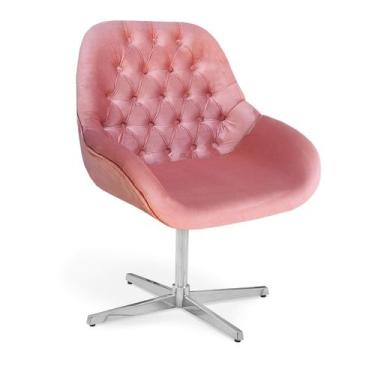 Imagem de Poltrona Base Giratória Alumínio Capitonê Pandora - Zari Decor, Velutt