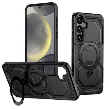 Imagem de Capa Capinha Celular Compatível iPhone MagSafe Samsung Magnética Suporte Integrado Embutido 360° à Prova Impacto (preto, Iphone 16 Pro Max)