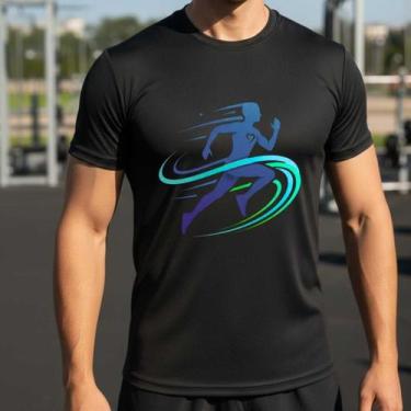 Imagem de Camiseta Masculina Manga Curta Dry Fit Treino Com Estampa - LD, Preto,
