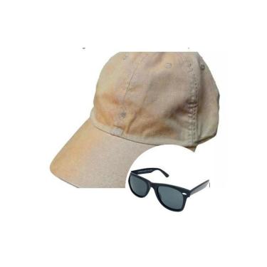 Imagem de Kit Boné Beisebol Liso Básico e Óculos Preto Acetato 50mm-Unissex