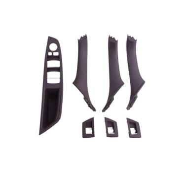 Imagem de Painel de interruptor da janela do apoio de braço da porta interior do carro dentro da porta puxar conjunto compatível com bmw série 5 f10 f11 f18 520i 523i 525i 528i 535i(Moka LHD 7PCS)