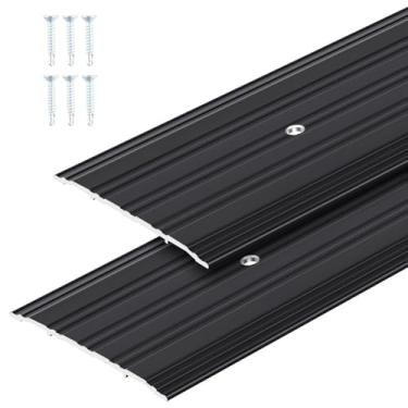 Imagem de Tandefio 2 peças limiar de selim de porta para interior de porta de alumínio resistente comercial estriado limite de porta durável e elegante acesso à entrada proteção contra rascunho (12.7 cm x 1