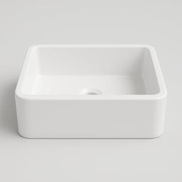 Imagem de Cuba Pia de Apoio Sobrepor Quadrada 30x25cm – Lavabo de Banheiro, Compacto para Higiene Doméstica e Espaços Pequenos (BRANCO)