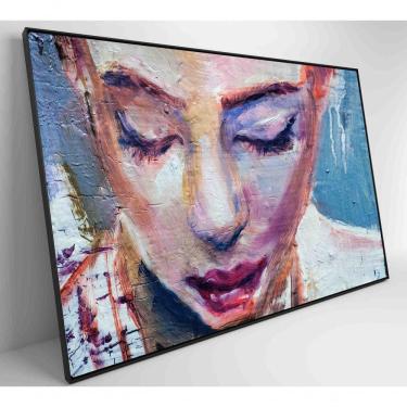 Imagem de Quadro Pintura Rosto Feminino Medidas 120x80 Cm Impressão Adesivo Fotográfico