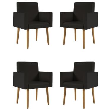 Imagem de Kit 04 Poltronas Decorativa Recepção Courino Balaqui Courino Preto