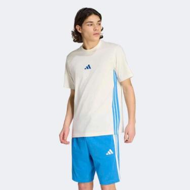 Imagem de Camiseta Adidas 3 Listras Stretch Masculina, Branco, M