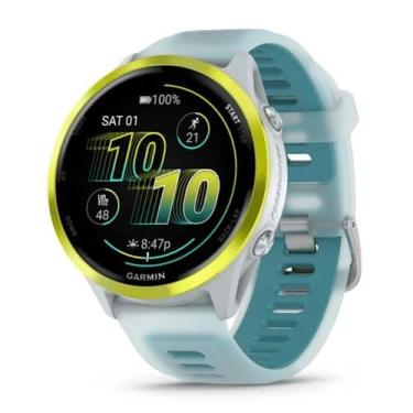 Imagem de Gps Garmin Forerunner 570 Amarelo com Pulseira Marfim Turquesa