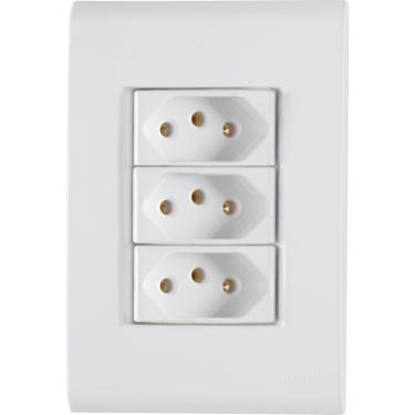 Imagem de Conjunto 4x2 com 3 Tomadas 2P+T 20 A 250 V Tramontina Liz Branco Tramontina