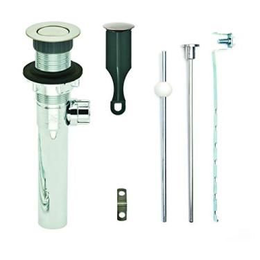 Imagem de PF WaterWorks PF0730-BN-CH-NO, Cromado Corpo ABS Dreno Pop-up Lavatório com Haste de Elevação Esférico | Sem Transbordamento | Listado CUPC, Níquel Escovado