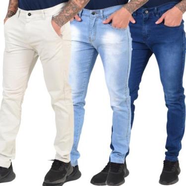 Imagem de Kit C/3 Calça Jeans Masculina Skyni C/Lycra -Premium - Memorize Jeans