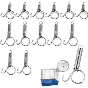 Imagem de Cotsdan 20 peças de trava de porta de mola para gaiolas ganchos de mola de dedo de metal 2 tamanhos multifuncional gaiola de arame mola trava de segurança para fixação de gaiola de animal de estimação porta cão gato hamsters coelho pássaro papagaio gaiola gancho