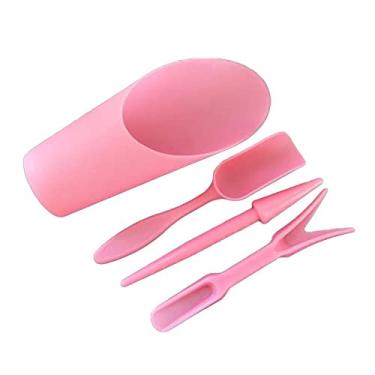 Imagem de 4 Pçs Kit Plantador de Jardim Pá de Semeadura Colher Balde Colher Suculentas Ferramenta Mudas Bonsai Fertilizante Dispositivo de Perfuração Faça Você Mesmo (Rosa)