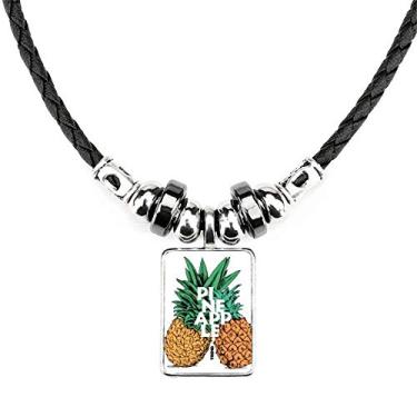 Imagem de DIYthinker Colar de frutas tropicais com pingente de corda de couro para casais de abacaxi