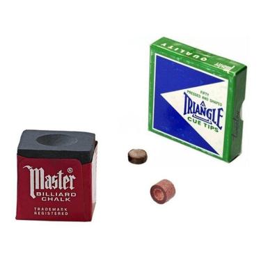 Imagem de 1 Giz Preto Master + 1 Sola Triangle + 1 Virola Taco Sinuca