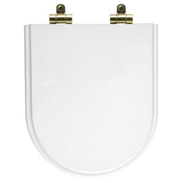 Imagem de Tampa de Vaso Poliéster Com Amortecedor Level Branco para Bacia Deca com Ferragem Dourada