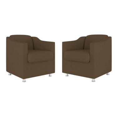 Imagem de Kit 02 Cadeiras Poltronas Decorativas Recepção Clinica Suede Cor:marrom