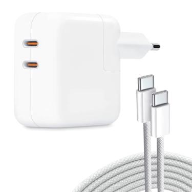 Imagem de Carregador iPhone Fonte 50W Turbo + Cabo 2 Metros Tipo-C 60W Trançado Compatível com Ip...