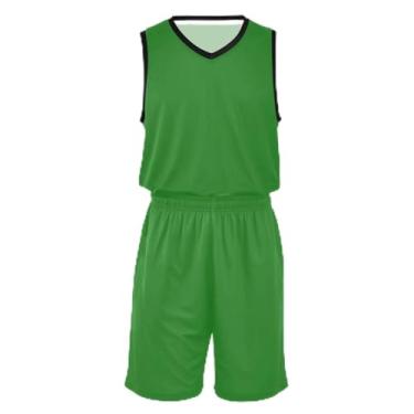 Imagem de CHIFIGNO Camiseta de basquete infantil turquesa pálida, respirável e confortável, camiseta de treinamento de futebol 5T-13T, Verde floresta, GG