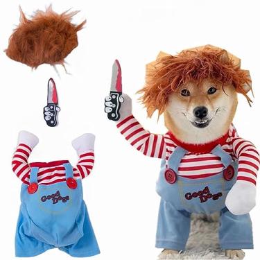 Imagem de Fantasia divertida de festa de Halloween/Natal para cosplay de cachorro Chucky - Pequeno/Médio/Grande (PP: Peito 33 a 43 cm)