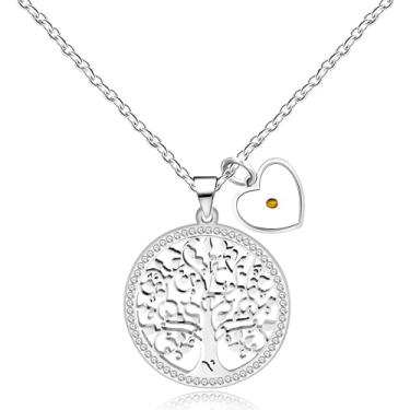 Imagem de Oneress Colar elegante e personalizado circular com pingente de semente de mostarda real para meninas adolescentes, melhores amigas e você mesma, Medium, Latão, Pedra preciosa de zircônia