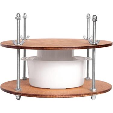 Imagem de Prensa de queijo de madeira para suprimentos de fabricação de queijo, diâmetro de 28 cm, guias de metal, molde de nogueira e queijo com pistão seguidor de 1,3 litros - Prensa para Queso