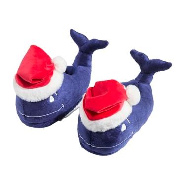 Imagem de vineyard vines Pantufa de pelúcia de baleia de Papai Noel para meninos, Vineyard Navy, Medium Big Kid