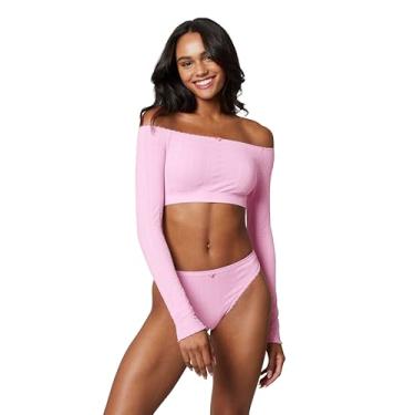 Imagem de florence by mills Blusa cropped feminina sem costura Pointelle de manga comprida, Buquê de orquídea, XPP