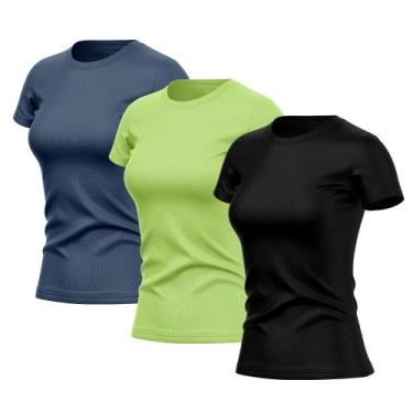 Imagem de Kit 3 Camisetas Feminina Manga Curta Dry Fit Basica Lisa Proteção Sola