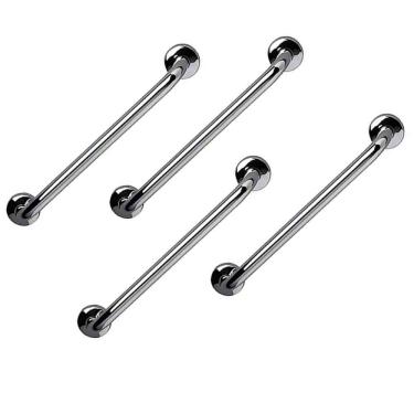 Imagem de Barra de Apoio 70cm Inox Kit 4 Unidades Idoso Criança Gestante Banheiro Box Suporte Acessibilidade Deficiente Segurança Corrimao Escada