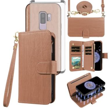 Imagem de Asuwish Capa de celular para Samsung Galaxy S9 Plus com zíper carteira magnética destacável com protetor de tela de vidro temperado alça transversal suporte para cartão S9+ 9S 9+ S 9 9plus S9plus