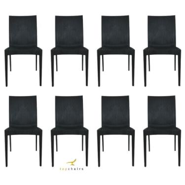 Imagem de 8 Cadeiras Rattan Preta Sala de Jantar Area Gourmet Top Chairs