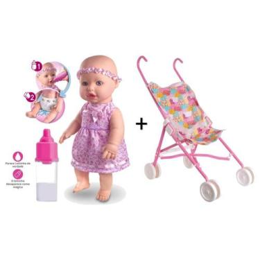 Imagem de Boneca Sapekinha Faz Xixi De Verdade + Carrinho de passeio + mamadeira