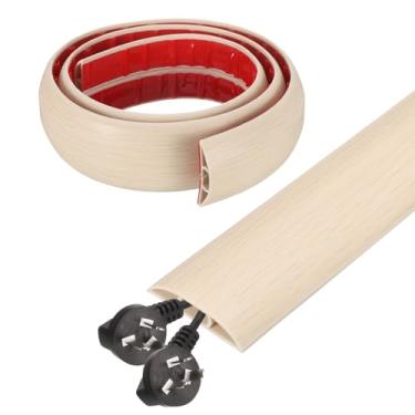 Imagem de HARFINGTON Capa de cabo de 1,2 m L 0,5 x A 0,3 Canal interno PVC esconde extensão, protetor de fios para evitar desvios de cabos, gerenciamento de cabos, madeira bege