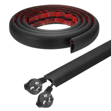 Imagem de HARFINGTON Capa de cabo de 1,8 m L 1,6 x A 0,33 Canal interno PVC esconde extensão, protetor de fios para evitar desvios de cabos, gerenciamento de cabos, preto