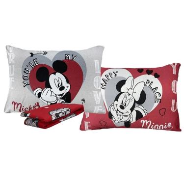 Imagem de Jogo de Cama Casal Minnie Mickey Lovers 3 Peças C/ Elástico