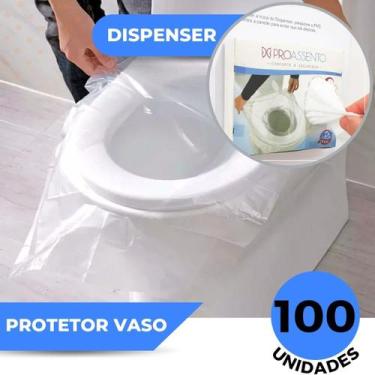 Imagem de Kit 100 Protetor Assento Vaso Sanitário Descartável Proassento Dispens