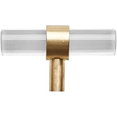 Imagem de Puxadores de porta de armário puxador de gaveta de acrílico, ferragens de alça de latão sólido dourado, adequado para penteadeira, estante, várias gavetas de porta/160 mm centro de furo de 6,3