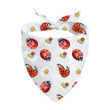 Imagem de JXGZSO 1 bandana de cachorrinho de joaninha e margarida inspirada na primavera, cachecol para amantes da natureza, presente de verão e primavera (cachorro ladybug)
