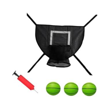 Imagem de UGPLM Conjunto de acessórios para cesta de basquete e trampolim com 3 mini bolas de basquete e 1 bomba de trampolim, acessórios para jogos de treinamento, Bola Verde