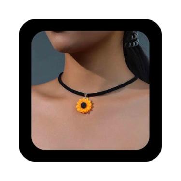 Imagem de Xduargs Gargantilha Boho Girassol, Vintage, Sol, Floral, Pingente, Gargantilha de Veludo, Gargantilha Gargantilha Gótica de Veludo para Mulheres, Zinco, Sem Pedra Preciosa