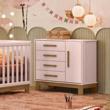 Imagem de Cômoda para quarto Infantil Q Encanto Slim - QMOVI, Rosa Acetinado