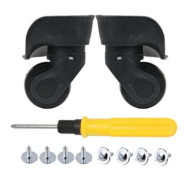 Imagem de RDEXP Rodas de bagagem pretas de 9,6 x 9,3 x 4,8 cm, faça você mesmo, esquerda e direita, com 8 parafusos, conjunto de 2