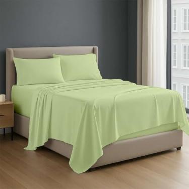 Imagem de Jogo de cama premium de 4 peças de algodão Full-XL, 100% algodão egípcio, 400 fios, bolso profundo de lençóis de algodão de 38,8 cm, cor lisa