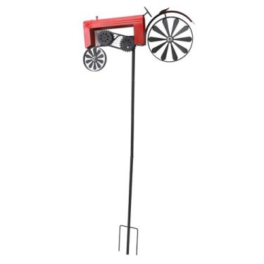 Imagem de LiebeWH Spinner de do Trator de Estaca, Raios Lindamente Martelados Decoração de Moinho de Ao Ar Livre para Canteiro de Flores, Jardim do Gramado (Vermelho)