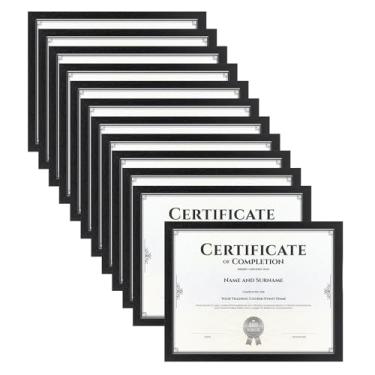 Imagem de HORLIMER Conjunto de 12 porta-retratos de 21 x 27 cm, molduras pretas 21 x 27 cm para documento de diploma de certificado, pendurar na parede ou exibição de mesa